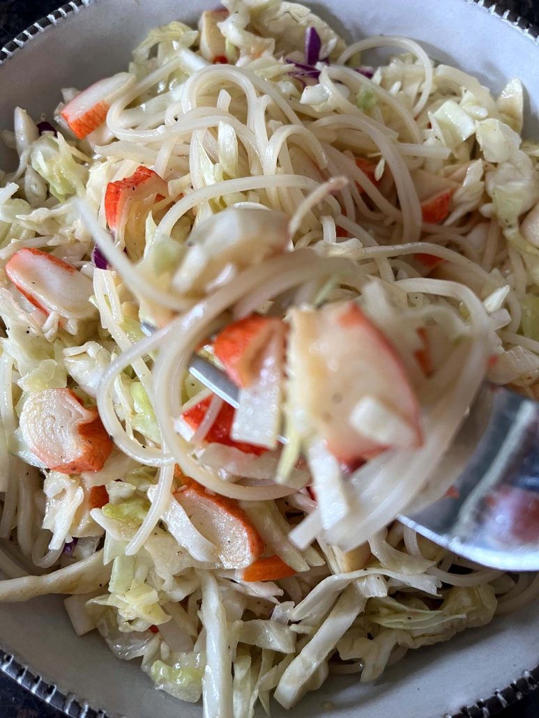 forkful of Spring Roll In A Bowl