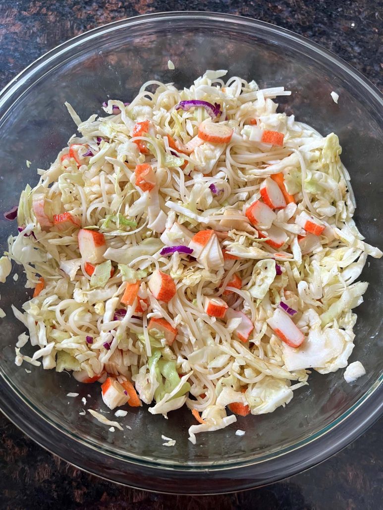 mixing up ingredients for Spring Roll In A Bowl