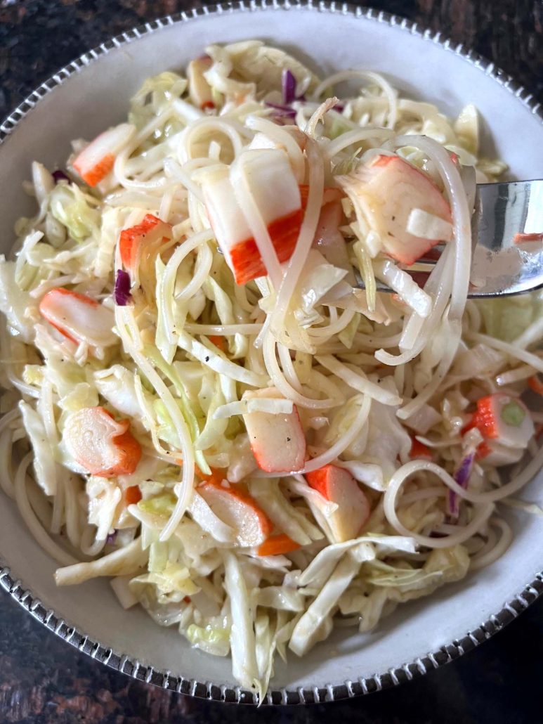 crab and rice noodle spring roll bowl