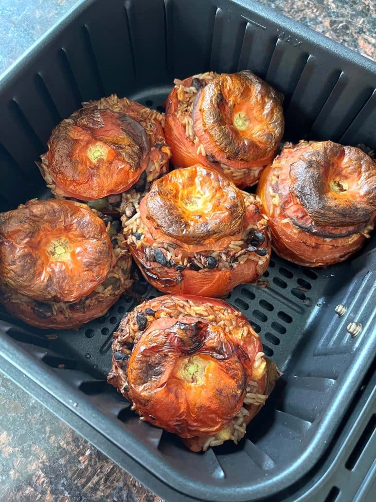 vegetarian air fryer stuffed tomatoes