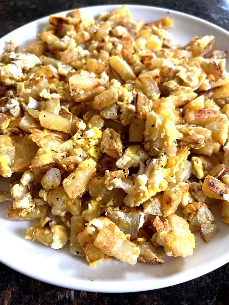 homemade fried potatoes and eggs