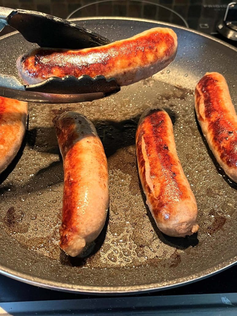 bratwurst in a pan