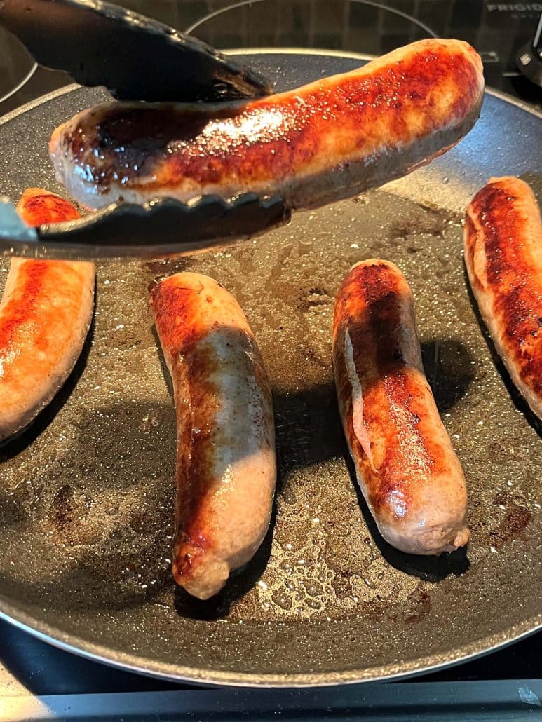 pan seared bratwurst