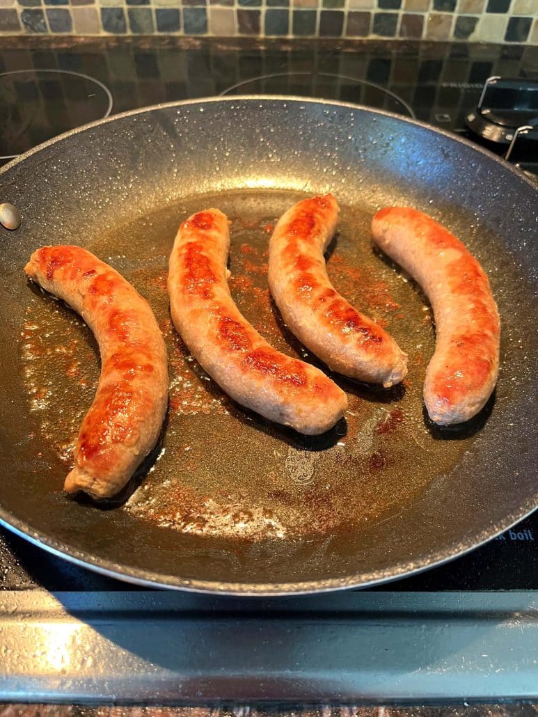 italian sausage in frying pan