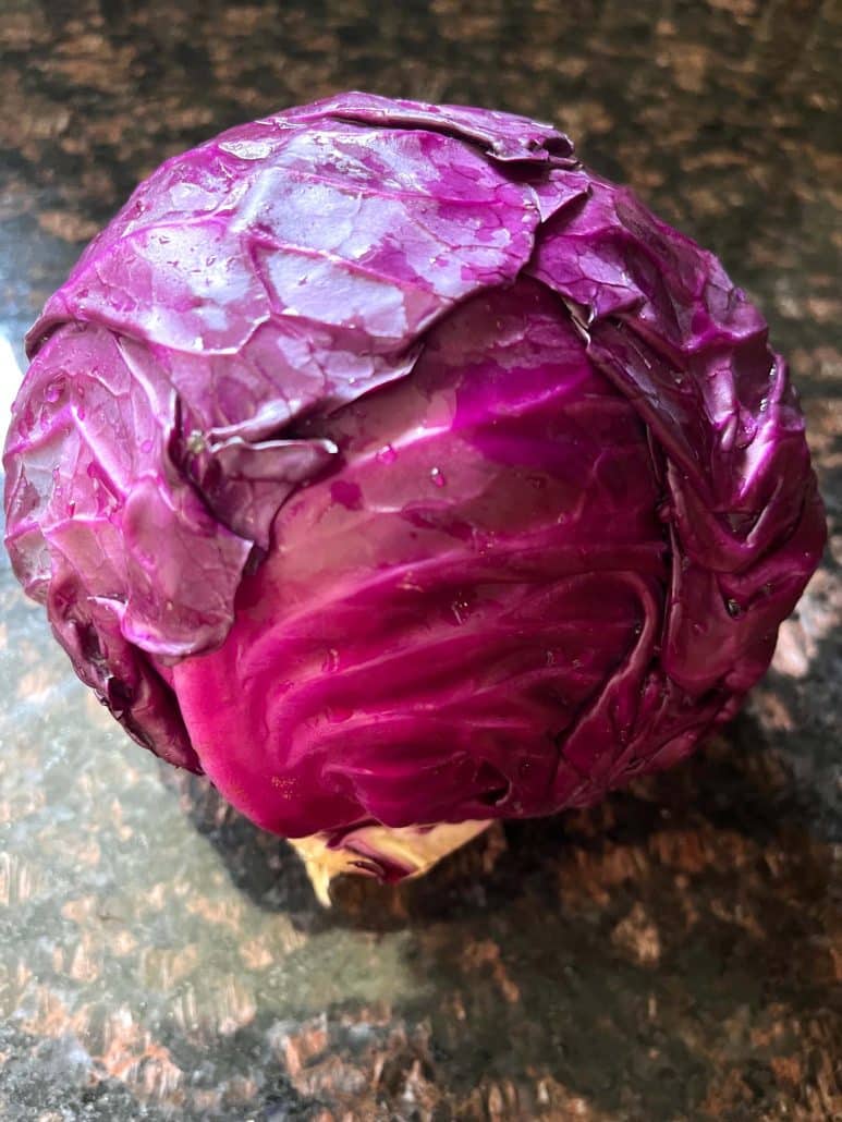 raw whole red cabbage