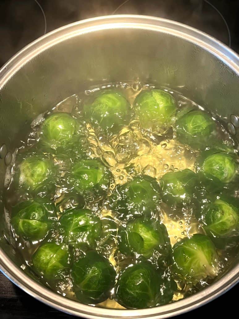 The cooking process of brussels sprout for a tender and healthy side dish.