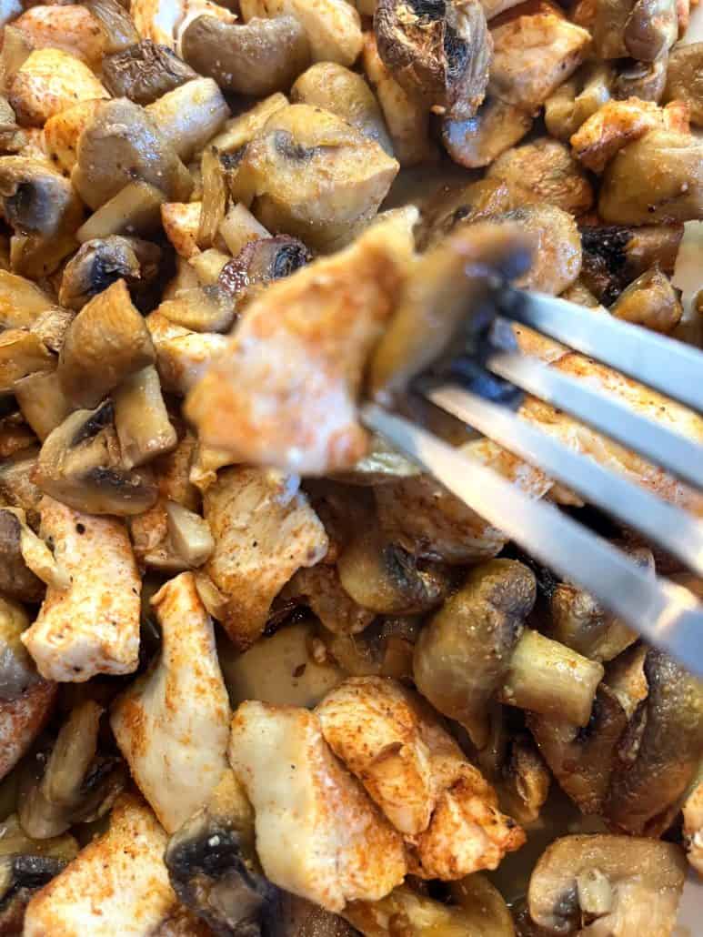 A flavorful batch of brown and tender piece of chicken and mushroom.