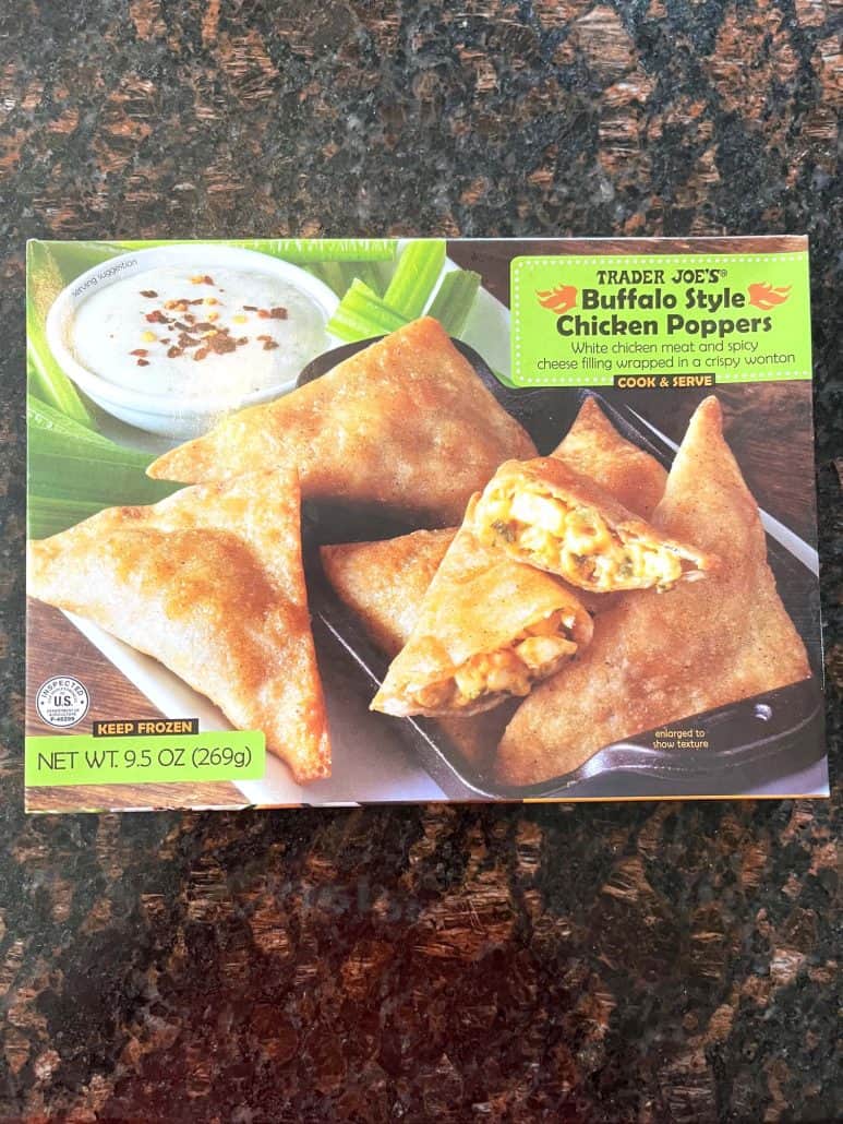 Box of Trader Joe's Buffalo Style Chicken Poppers.