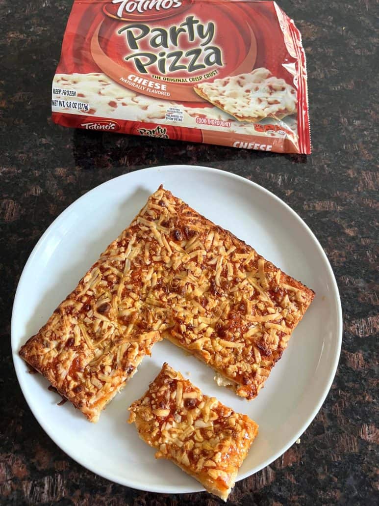 Air-fried Totino's Party Pizza served on a plate.