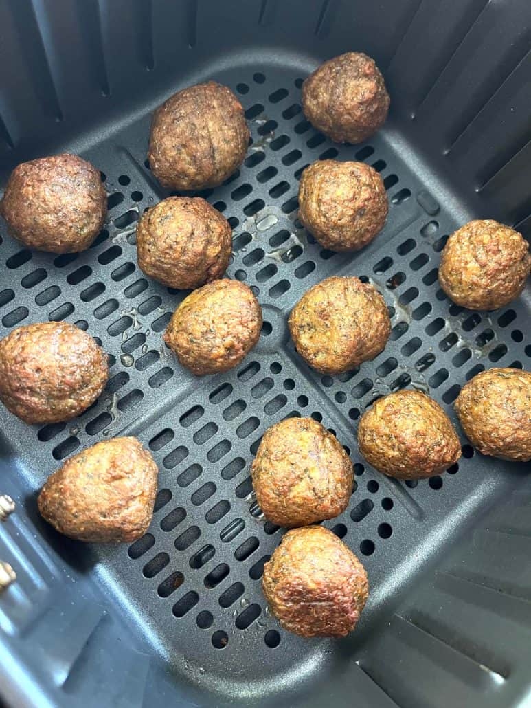 Freshly air-fried Impossible Meatballs with a crispy finish.