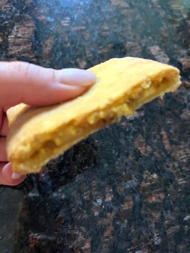 Closed up image of crispy, partially eaten toaster pop up.